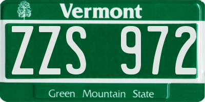 VT license plate ZZS972
