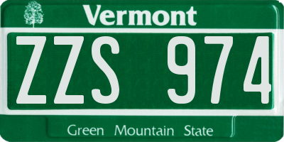 VT license plate ZZS974