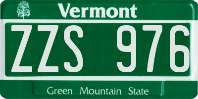 VT license plate ZZS976