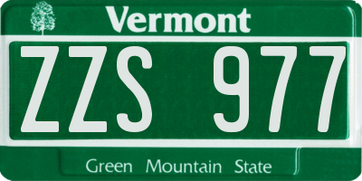 VT license plate ZZS977