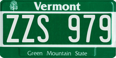 VT license plate ZZS979