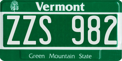 VT license plate ZZS982