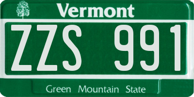 VT license plate ZZS991
