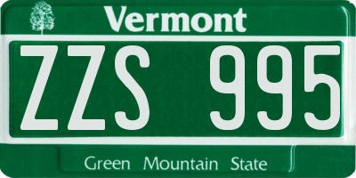 VT license plate ZZS995