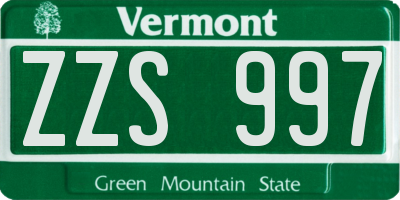 VT license plate ZZS997