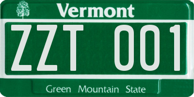 VT license plate ZZT001