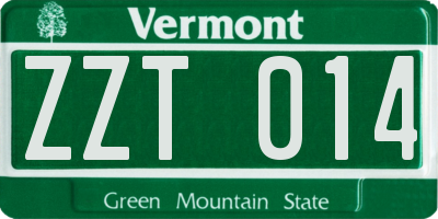 VT license plate ZZT014