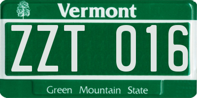 VT license plate ZZT016