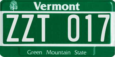 VT license plate ZZT017