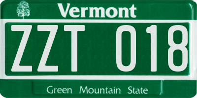VT license plate ZZT018