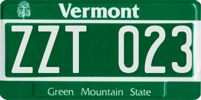 VT license plate ZZT023