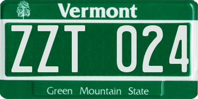 VT license plate ZZT024