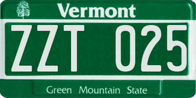 VT license plate ZZT025
