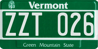 VT license plate ZZT026