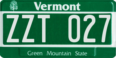 VT license plate ZZT027