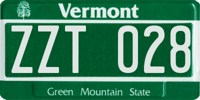 VT license plate ZZT028