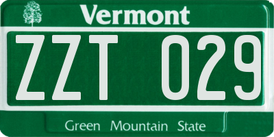 VT license plate ZZT029