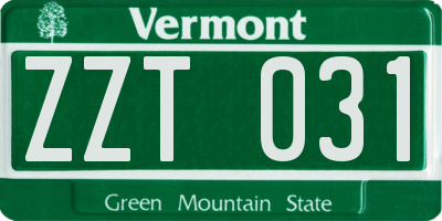 VT license plate ZZT031