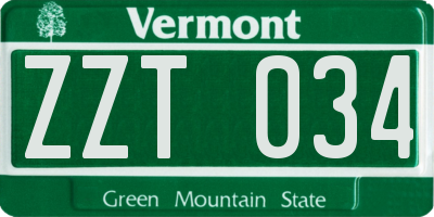 VT license plate ZZT034