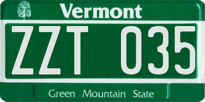 VT license plate ZZT035