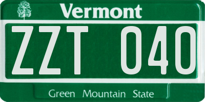 VT license plate ZZT040