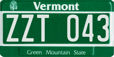 VT license plate ZZT043