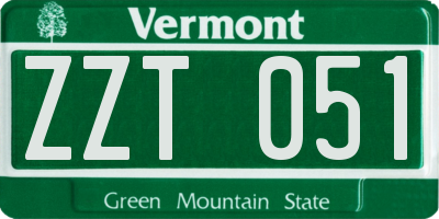 VT license plate ZZT051