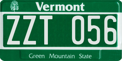 VT license plate ZZT056