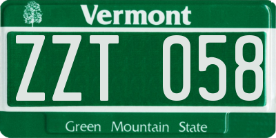 VT license plate ZZT058