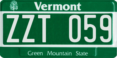 VT license plate ZZT059
