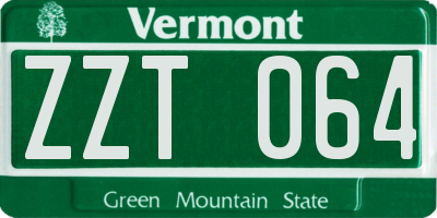 VT license plate ZZT064