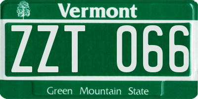VT license plate ZZT066