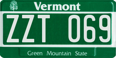 VT license plate ZZT069