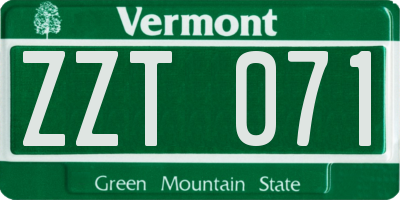 VT license plate ZZT071