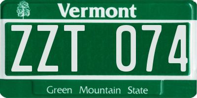 VT license plate ZZT074