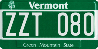 VT license plate ZZT080