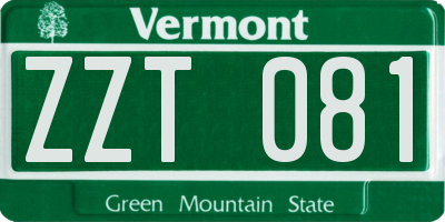 VT license plate ZZT081