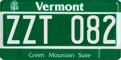 VT license plate ZZT082