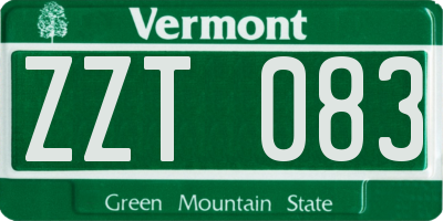 VT license plate ZZT083