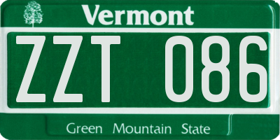 VT license plate ZZT086