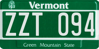 VT license plate ZZT094