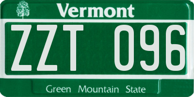 VT license plate ZZT096