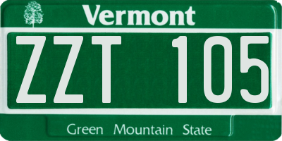 VT license plate ZZT105