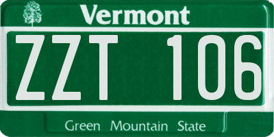 VT license plate ZZT106