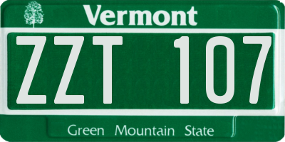 VT license plate ZZT107