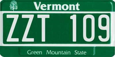 VT license plate ZZT109