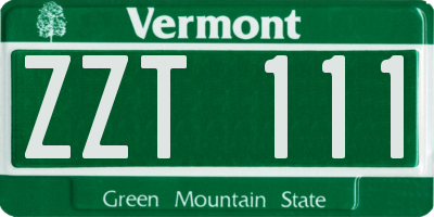 VT license plate ZZT111