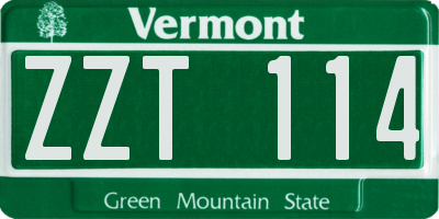 VT license plate ZZT114