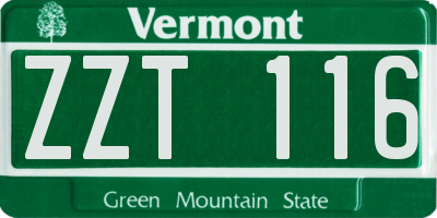 VT license plate ZZT116