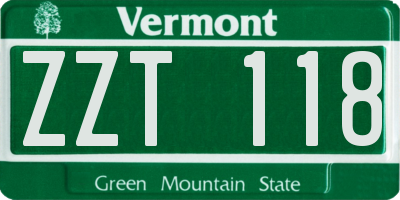 VT license plate ZZT118